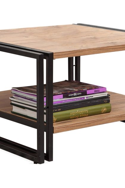 Soffbord masako 70 cm med förvaring hylla - trä/svart