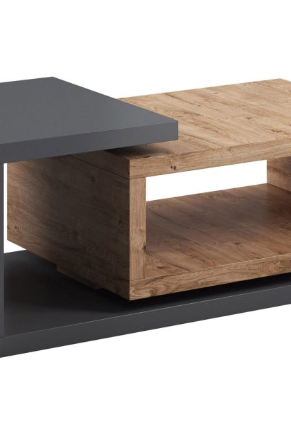 Soffbord albarado 120 cm med förvaring hylla - mörkgrå/natur