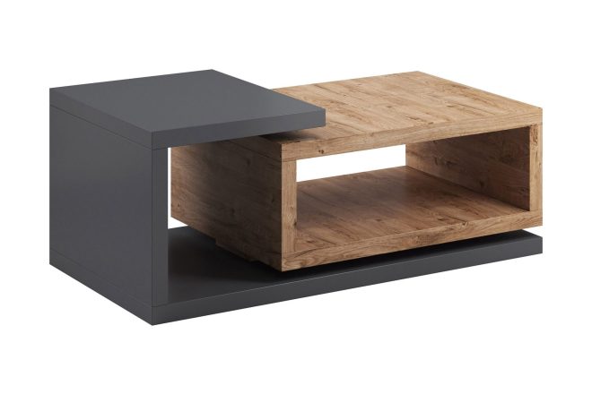 Soffbord albarado 120 cm med förvaring hylla - mörkgrå/natur