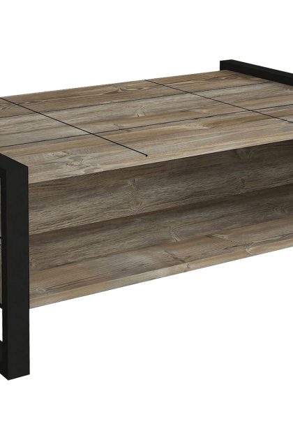 Soffbord bondsjö 94 cm med förvaring hyllor - brun/svart