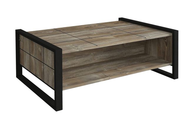 Soffbord bondsjö 94 cm med förvaring hyllor - brun/svart