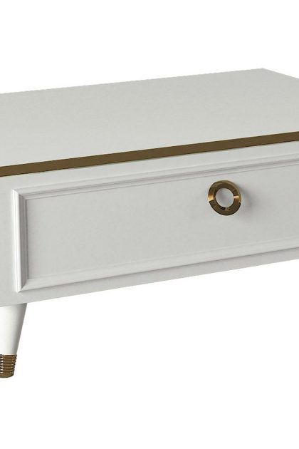 Soffbord bondsjö 90 cm med förvaring hyllor + lucka - vit/gul