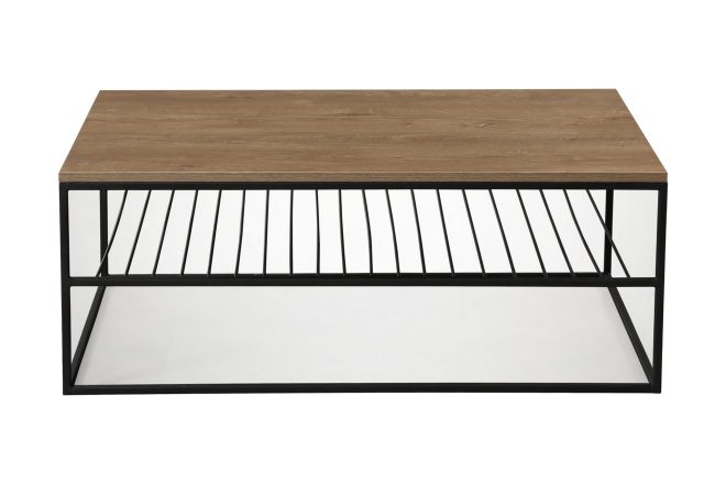 Soffbord ubbeboda 95 cm med hyllor ribbor - brun/ek