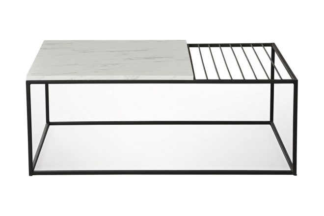 Soffbord ubbeboda 95 cm marmormönster ribbor - vit/svart