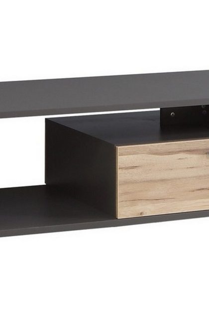 Soffbord dunnington 120 cm med förvaring hylla + låda - grå/brun