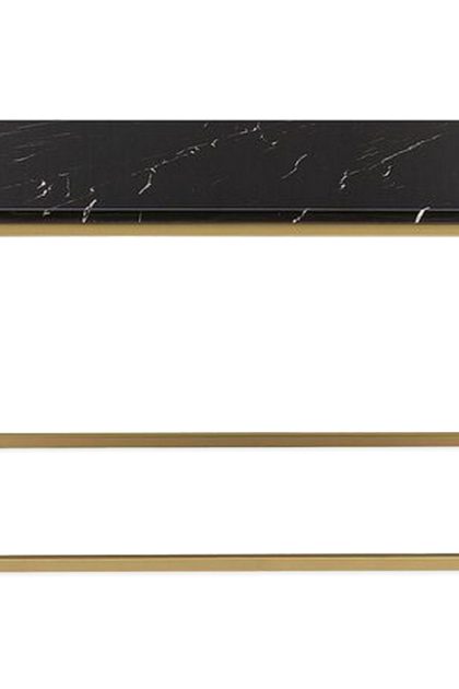 Soffbord heber svart marmormönster - svart/guld