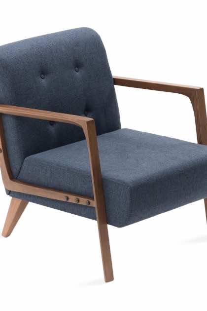 Fåtölj borruso med armstöd - blå