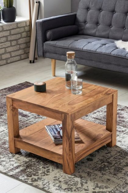 Soffbord skelgill 60 cm med förvaring hylla - akacia