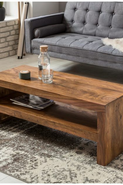 Soffbord danieljr 110 cm med förvaring hylla - massivt trä