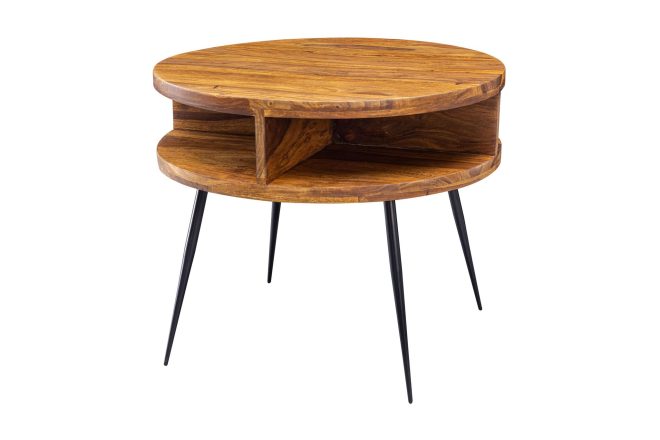 Soffbord hayfield 60 cm med förvaring hylla runt - massivt trä/svart