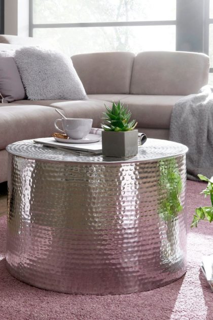 Soffbord rostek 61 cm runt - silver