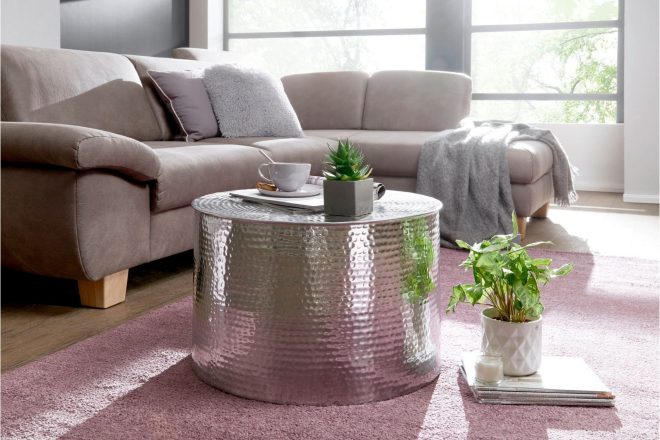 Soffbord rostek 61 cm runt - silver