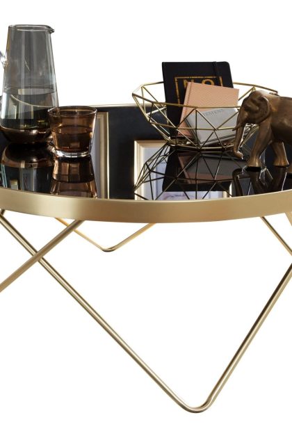Soffbord grausam 82 cm runt - svart/guld