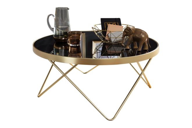Soffbord grausam 82 cm runt - svart/guld