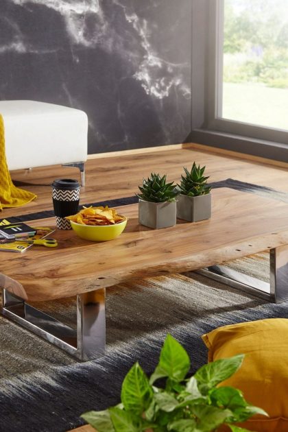 Soffbord nurston 115 cm - akacia/krom