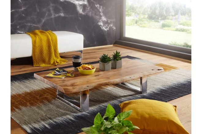 Soffbord nurston 115 cm - akacia/krom