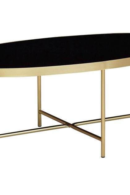 Soffbord nisarg 110 cm ovalt - glas/svart/guld