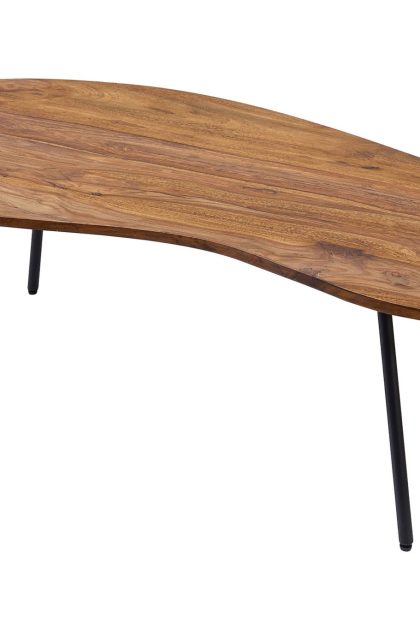 Soffbord arby 122 cm njurformat - massivt trä/svart