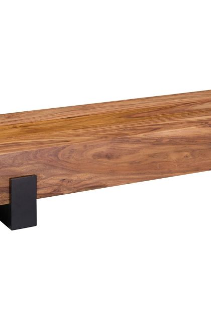 Soffbord fuks 115 cm runt - massivt trä/valnötsbrun/svart
