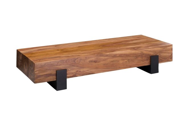 Soffbord fuks 115 cm runt - massivt trä/valnötsbrun/svart