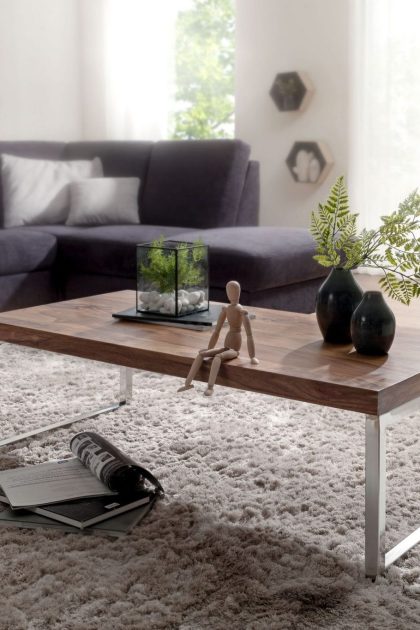 Soffbord santarosa 120 cm - massivt trä/krom