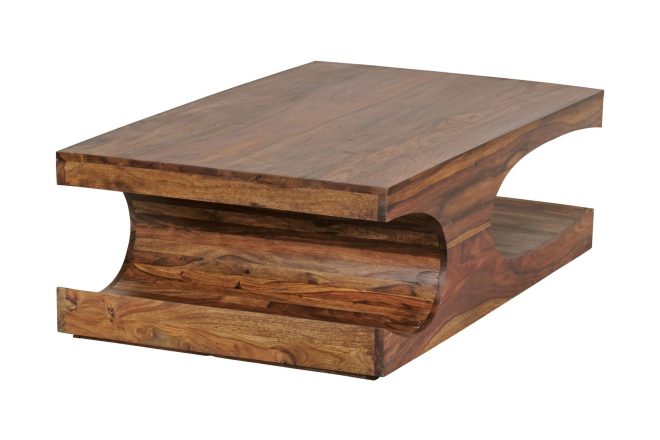 Soffbord penedo 118 cm med förvaring hyllor - massivt trä