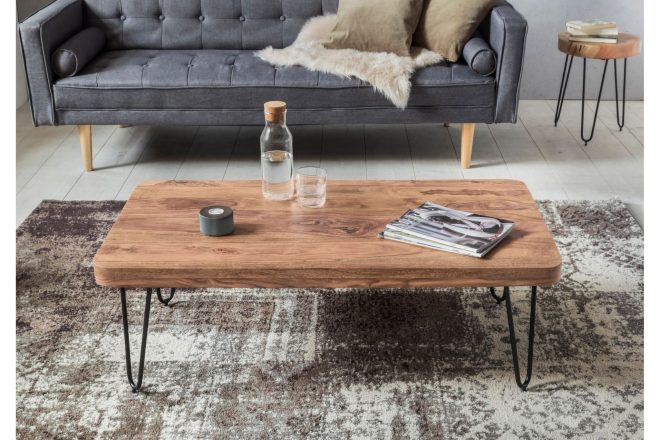 Soffbord cringle 115 cm - akacia/svart