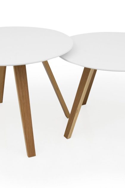 Satsbord lola 60 cm runt 2 bord vit/ekbrun - tenzo