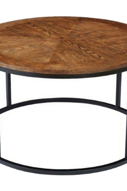 Soffbord curp 85 cm runt - mörk ekfanér/valnötsbrun