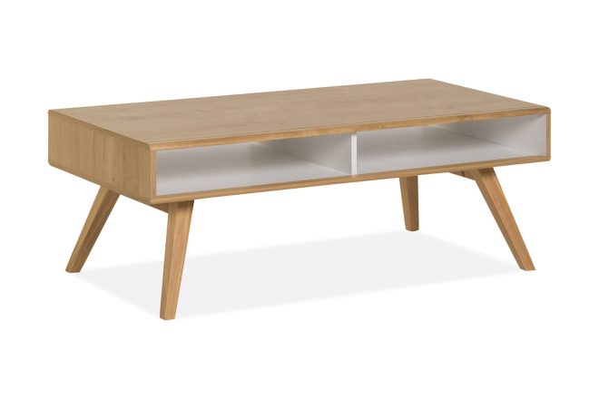 Soffbord nature 120 cm med förvaring vit/ek - vox
