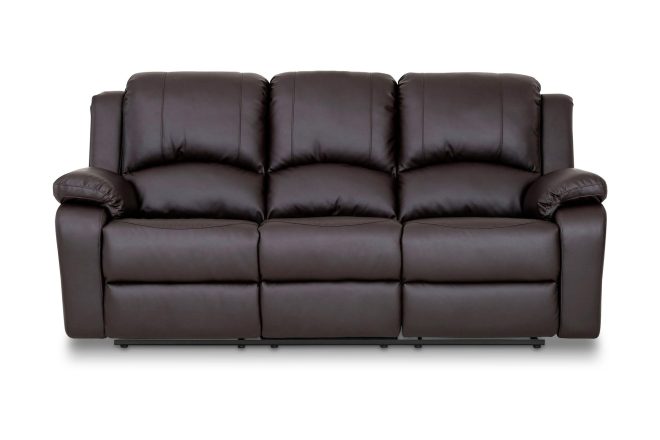Reclinersoffa navarro 3-sits konstläder - brun