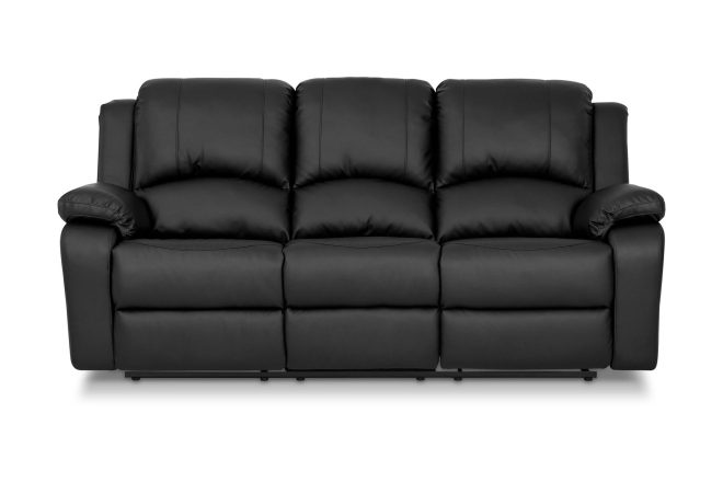 Reclinersoffa norbo 3-sits konstläder - svart