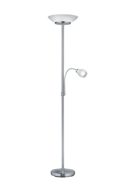 Trio lighting gerry golvlampa e27+e14 borstad stål - trio