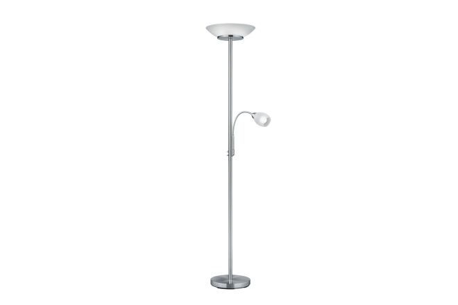 Trio lighting gerry golvlampa e27+e14 borstad stål - trio
