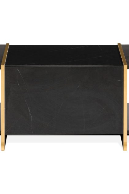 Soffbord brassington 104 cm med förvaring lådor + hyllor - svart/guld