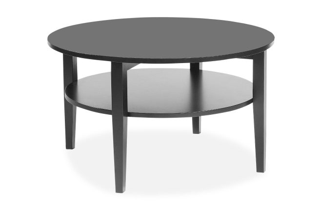 Soffbord mora 80 cm runt med förvaring hylla svart - ek/svart