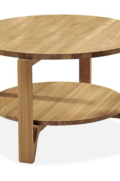 Soffbord eslöv 80 cm runt med förvaring hylla ek - ek