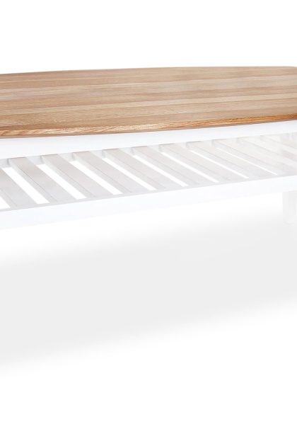 Soffbord grenå 130 cm ovalt med förvaring hylla ek/vit - ek/vit