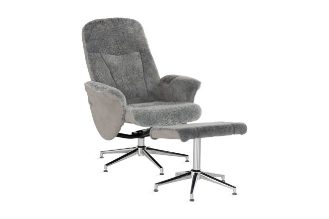Fårskinnsrecliner rossas - mörkgrå