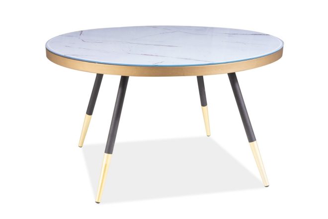Soffbord nagaram 80 cm runt marmormönster - vit/svart