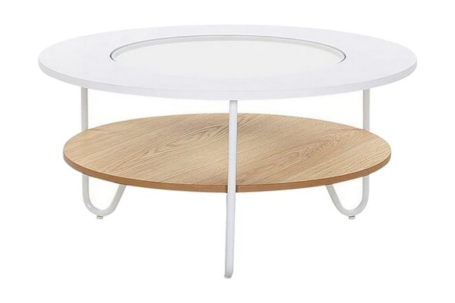 Soffbord capay 80 cm rund - vit/ljusbrun