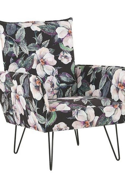 Fåtölj mejlby blommig - svart