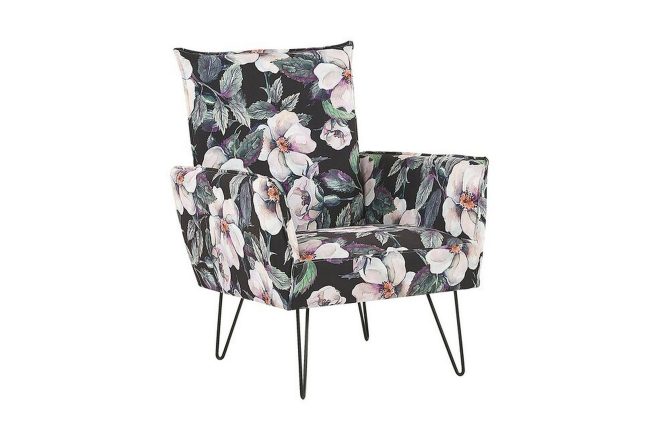 Fåtölj mejlby blommig - svart