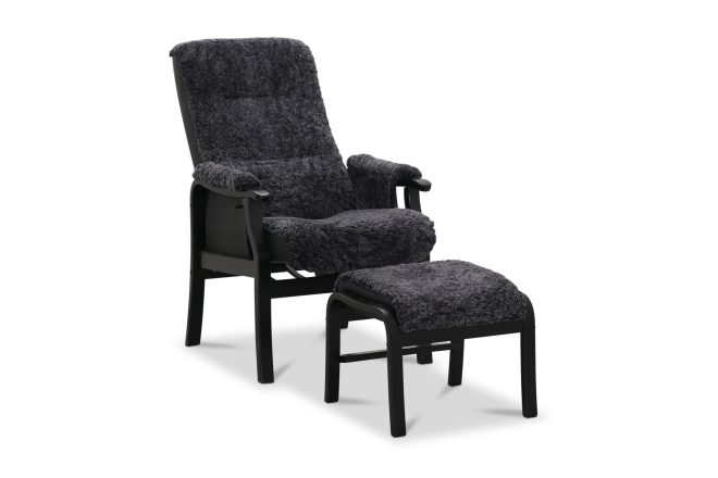 Reclinerfåtölj cardell - läder/mörkgrå