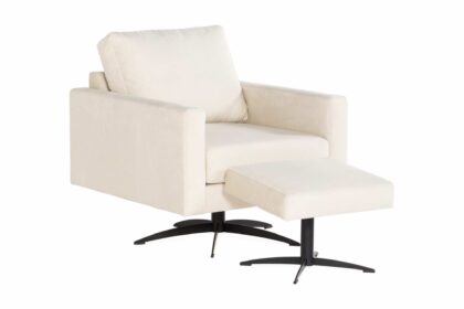 Fåtölj sabero med fotpall - beige/svart