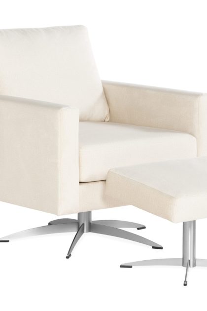Fåtölj sabero med fotpall - beige/silver