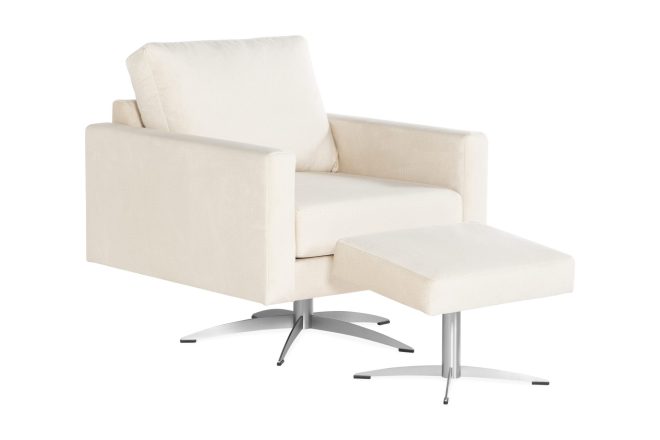 Fåtölj sabero med fotpall - beige/silver