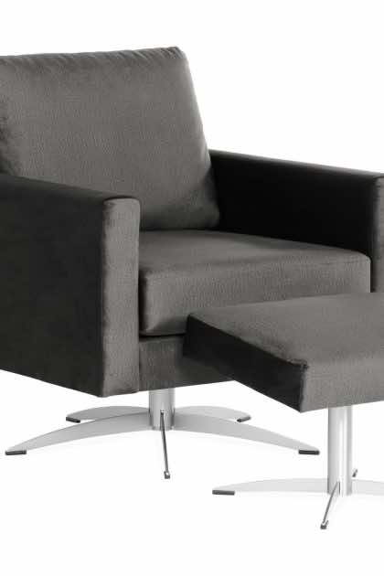 Fåtölj sabero med fotpall - mörkgrå/silver