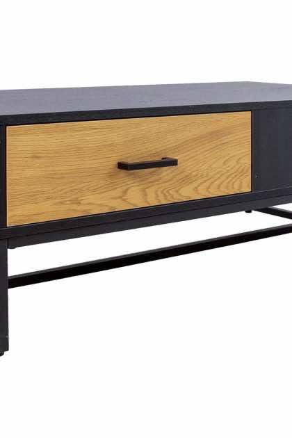 Soffbord limmen 110 cm med förvaring 2 lådor - ekfärg/svart