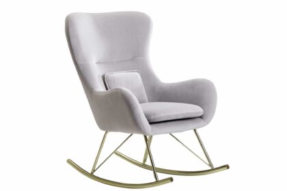 Gungfåtölj clanton - ljusgrå/guld